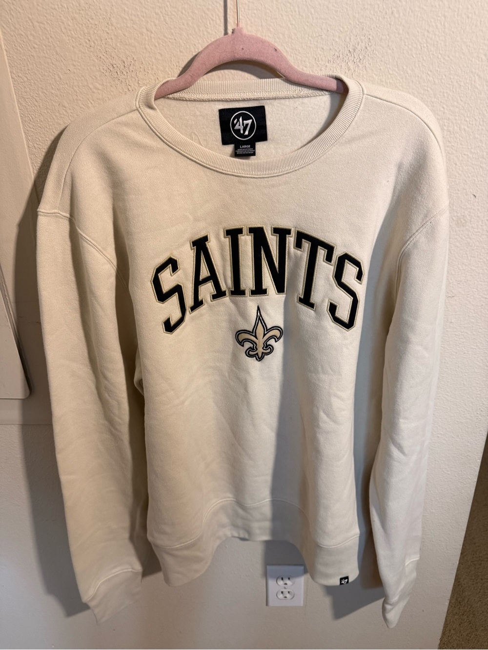 47 Brand New Orleans Saints Cream Crewneck Sweatshirt Large NFL Pullover